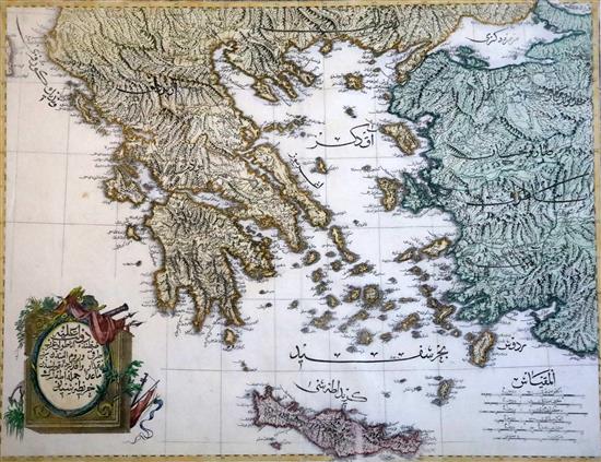 Mahmud Raif Efendi (fl.1793-1804) Ottoman map from the Cedid Atlas Turcumesi, Istanbul 1803 21.5 x 27.5in.